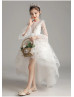 Ivory Floral Lace Tulle High Low Flower Girl Dress